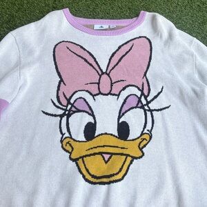 Disney White and Pink Crew Neck Sweater
